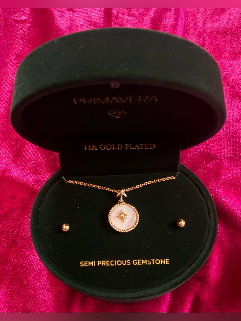 14K Gold-Plated Mother-of-Pearl Star Disc Necklace - White & Gold